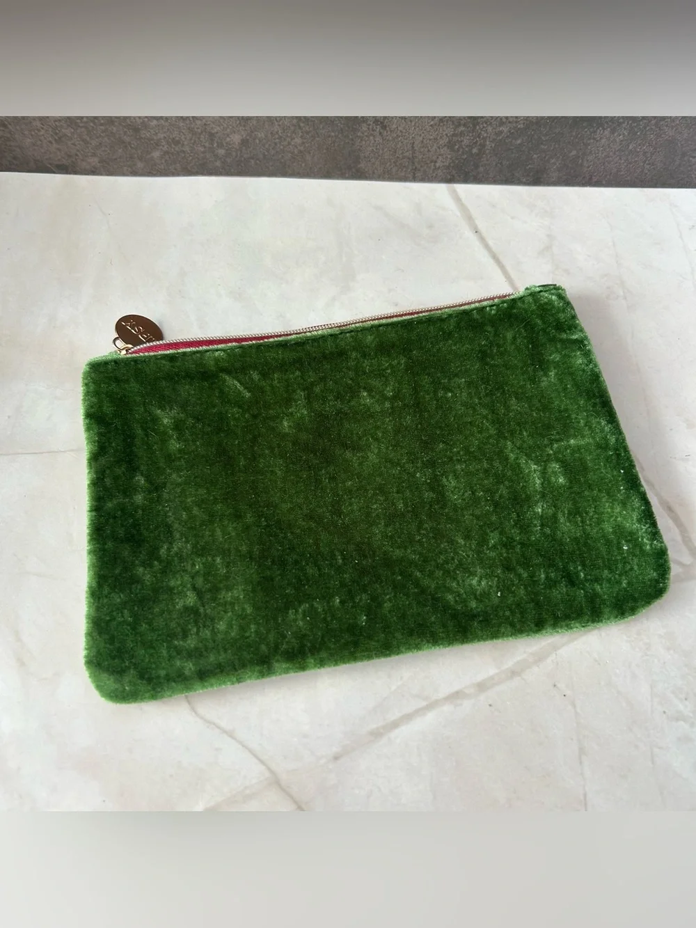 ipsy Emerald Green Velvet Makeup Pouch